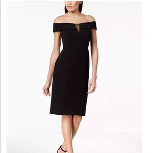 Vince Camuto Off-The-Shoulder Sheath Dress. Black. Size 4